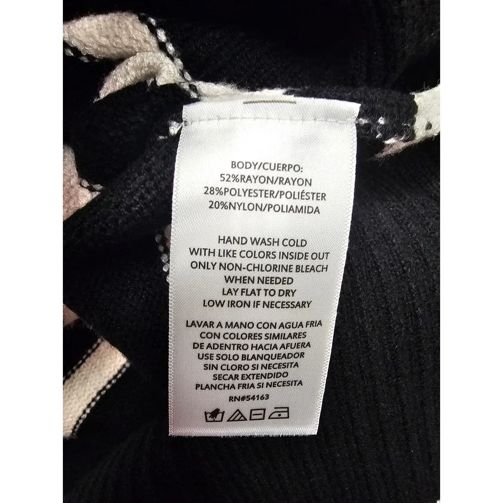 DKNY Womens Quarter Zip Pullover Sweater Black Rayon Blend Casual Size XL